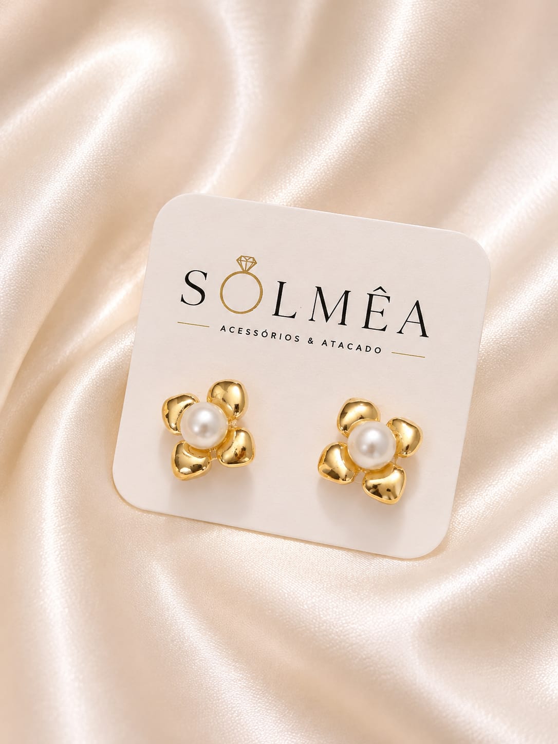 Brinco Flor Pérola Dourado